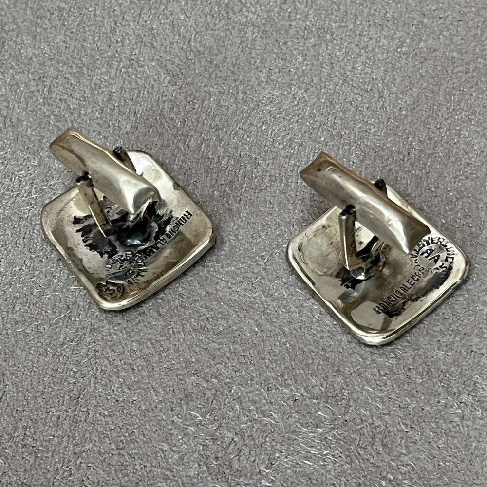 Vintage Rancho Alegre cuff links sterling silver abalone initial M, beautiful - Picture 4 of 8